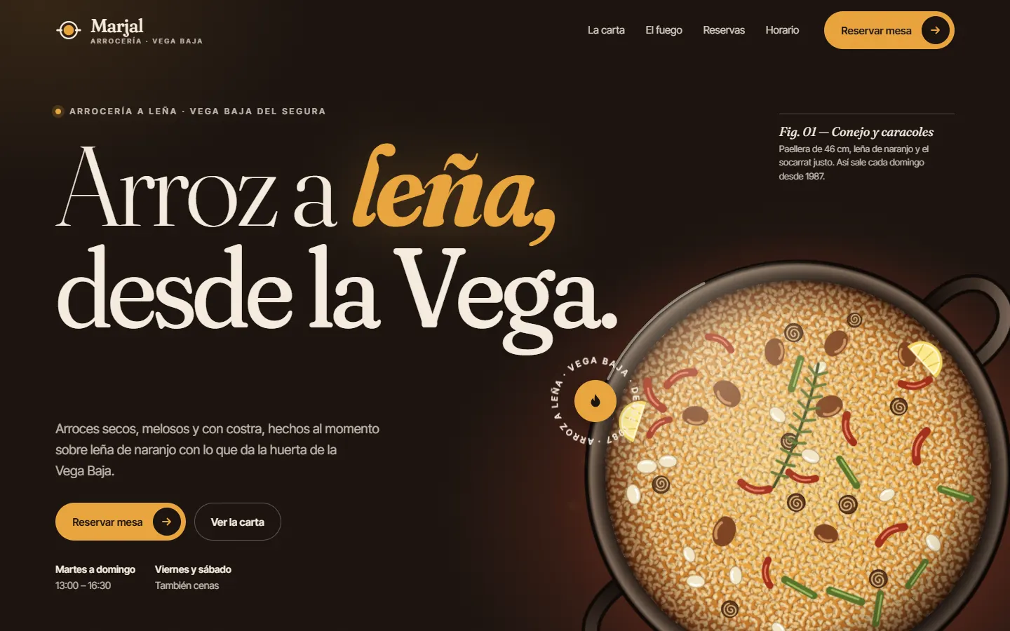 Portada de la demo Arrocería Marjal: un restaurante de arroces a leña